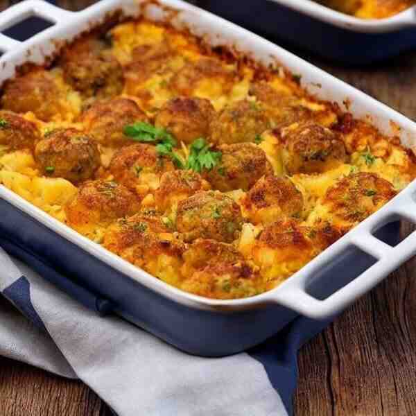 Картофельная запеканка с мясными шариками